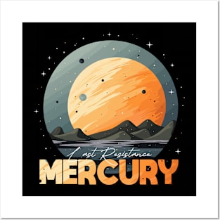 Mercury Planet Logo, Solar System Space Exploration Art Posters and Art